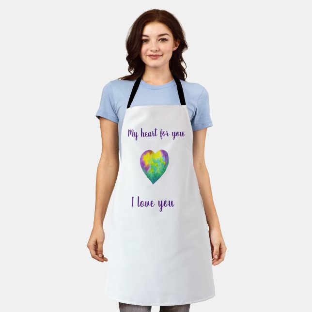 Minimalistisch I Liebe du Regenbogenfarben Herz Schürze (Getragen)