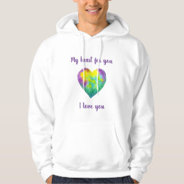 Minimalistisch I Liebe du Regenbogenherz Valentine Hoodie