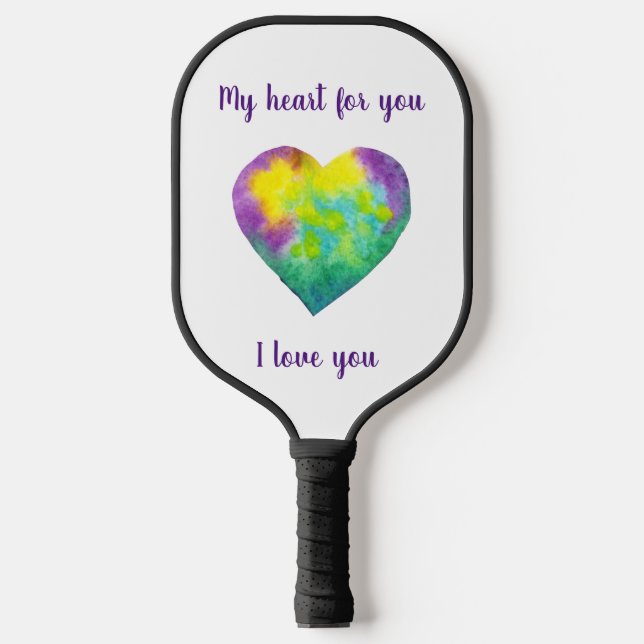 Minimalistisch I Liebe du Regenbogenherz Valentine Pickleball Schläger (Vorderseite)