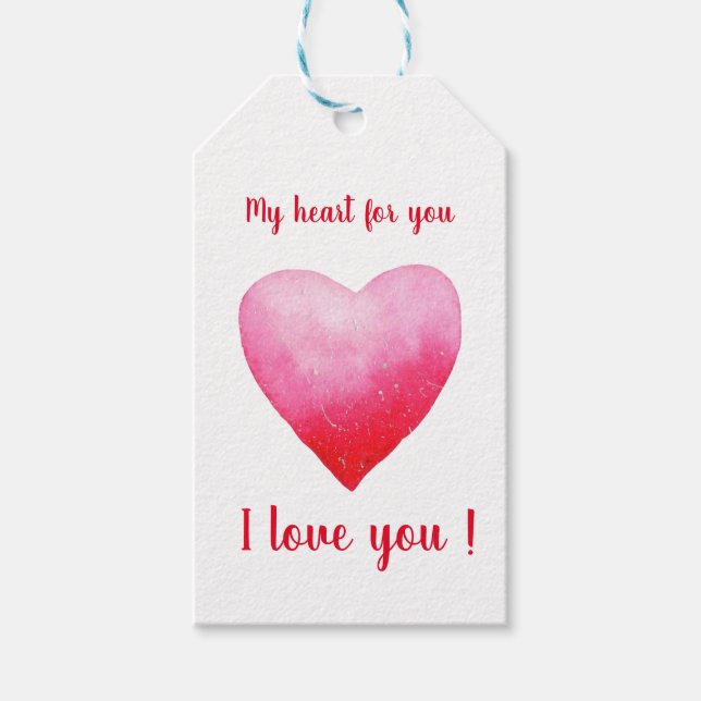 Minimalistisch I Liebe Ihr rotes Aquarellherz Geschenkanhänger (Vorderseite)