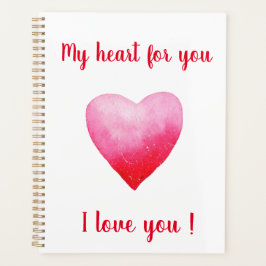 Minimalistisch I Liebe Ihr rotes Aquarellherz Planer