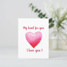 Minimalistisch I Liebe Ihr rotes Aquarellherz Postkarte