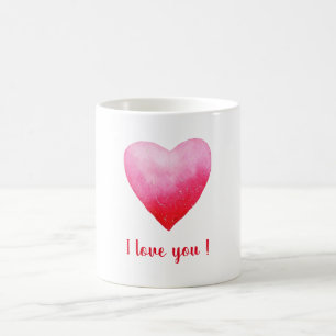 Minimalistisch I Liebe Sie rotes Aquarellherz Kaff Kaffeetasse