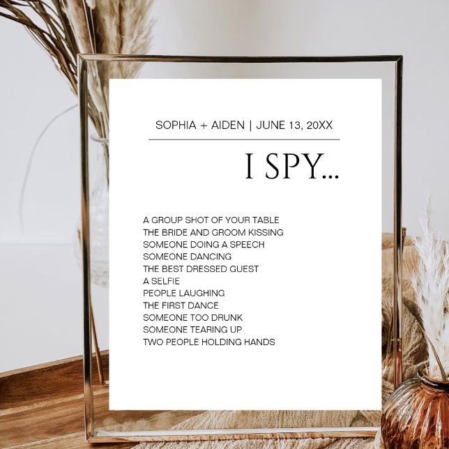 Minimalistisch I Spy Wedding Reception Game Poster (Von Creator hochgeladen)