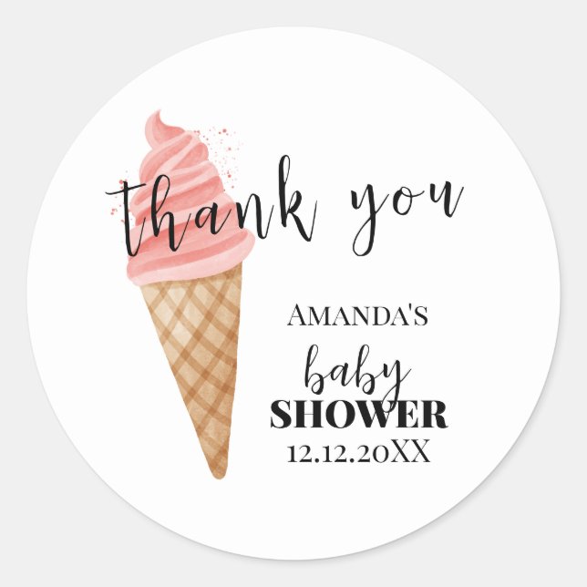 Minimalistisch Ice Cream Scoop Baby Dusche Vielen  Runder Aufkleber (Vorderseite)
