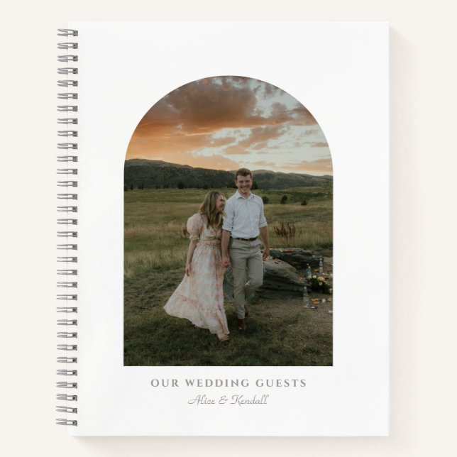 Minimalistisch im Arch Foto Budget Guest Book Notizbuch (Vorderseite)