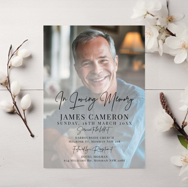 Minimalistisch im Foto der Gedächtnisbeerdigung Einladung (Von Creator hochgeladen)