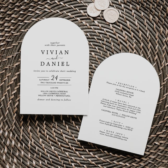 Minimalistisch in einem Boho Arch Einladung (Minimalist All In One Simple Boho Arch Wedding Invitation)