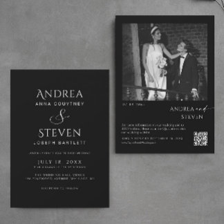 Minimalistisch in einer Schwarzen Hochzeit Einladung