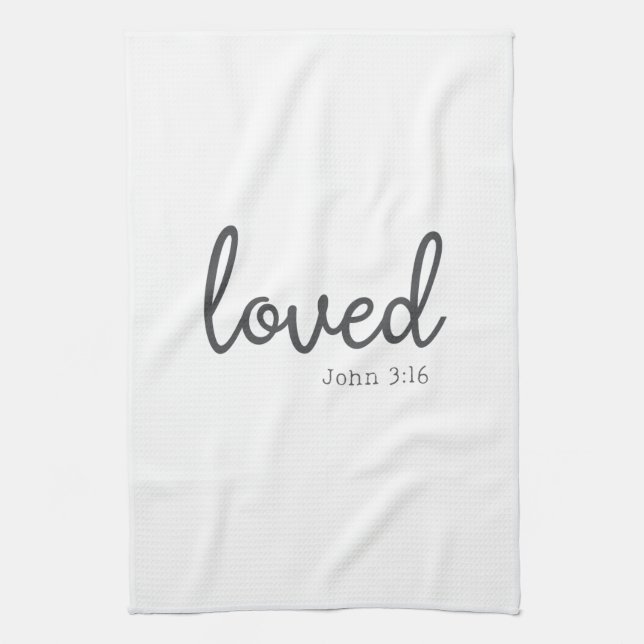 Minimalistisch John 3:16 liebte Geschirrtuch (Vertikal)
