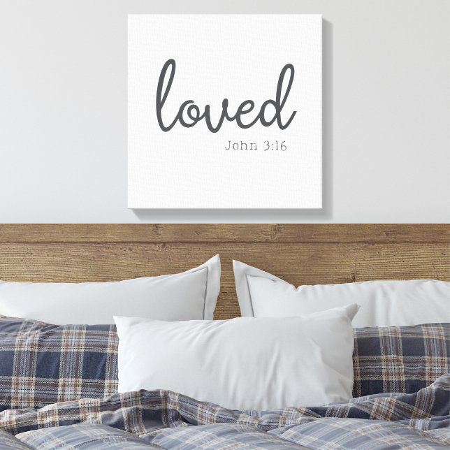 Minimalistisch John 3:16 liebte Leinwanddruck (Insitu (Schlafzimmer))