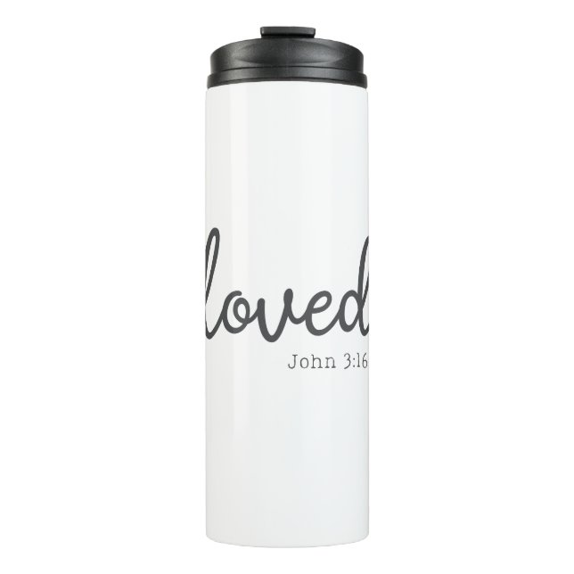 Minimalistisch John 3:16 liebte Thermosbecher (Vorderseite)