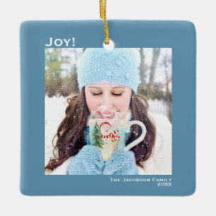 Minimalistisch JoSimple Christmas Holiday Foto Blu Keramikornament