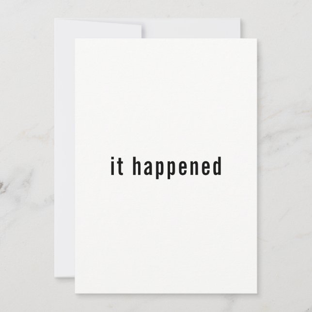 Minimalistisch Just Married Ankündigung Empfang (Vorderseite)