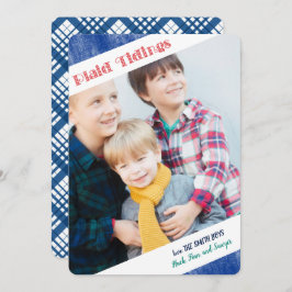 Minimalistisch Kariert 1 oder 2 Foto Feiertagskarte