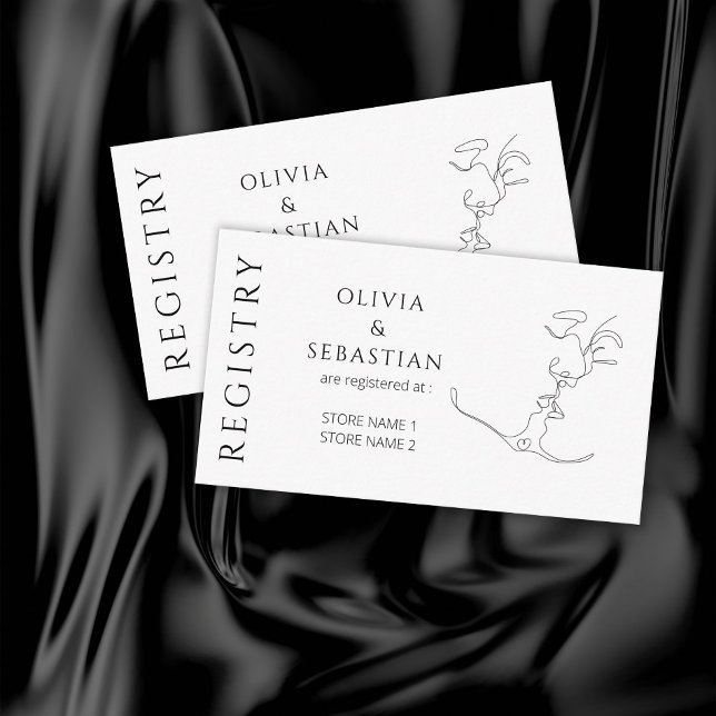 Minimalistisch Kissing Couple Wedding Gift Registr Begleitkarte (Von Creator hochgeladen)