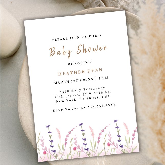 Minimalistisch kleine Wildblume Garden Kinderdusch Einladung (Minimalist Little Wildflower Garden Baby Shower Invitation)