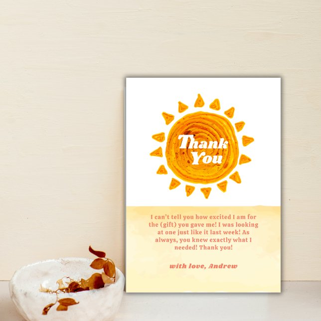 Minimalistisch kommt die Babydusche von Son Boho Dankeskarte (Minimalist Here Come The Son Boho Baby Shower Thank You Card)