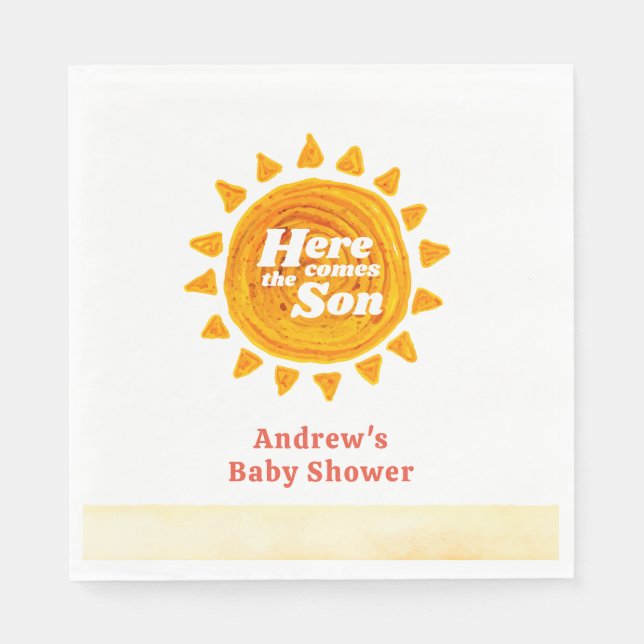 Minimalistisch kommt die Babydusche von Son Boho Serviette (Vorderseite)