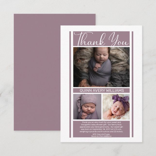 Minimalistisch Lavender Baby Shower Girl Danke (Vorne/Hinten)