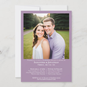 Minimalistisch Lavender Foto Hochzeit Probe Dinner Einladung