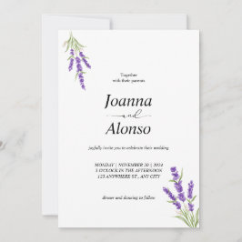 Minimalistisch Lavender Wedding Floral Einladung