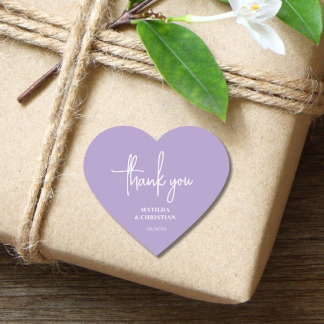 Minimalistisch Lavender Wedding Herz-Aufkleber (Von Creator hochgeladen)