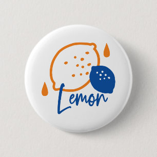 Minimalistisch Lemon Line Art - Moderne Zitrusfrüc Button