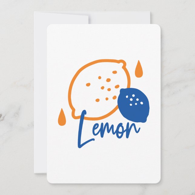 Minimalistisch Lemon Line Art - Moderne Zitrusfrüc Einladung (Vorderseite)