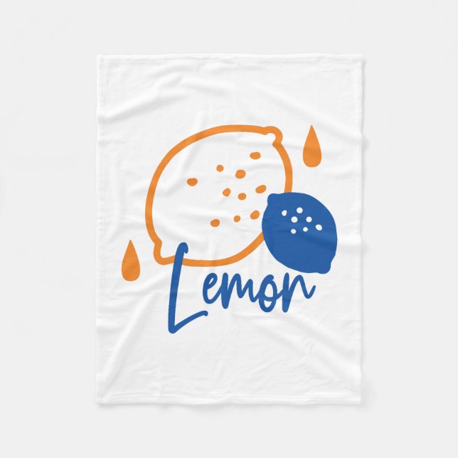 Minimalistisch Lemon Line Art - Moderne Zitrusfrüc Fleecedecke (Vorderseite)