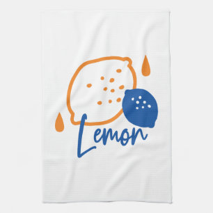 Minimalistisch Lemon Line Art - Moderne Zitrusfrüc Geschirrtuch