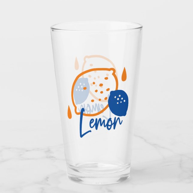 Minimalistisch Lemon Line Art - Moderne Zitrusfrüc Glas (Vorderseite)