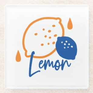 Minimalistisch Lemon Line Art - Moderne Zitrusfrüc Glasuntersetzer