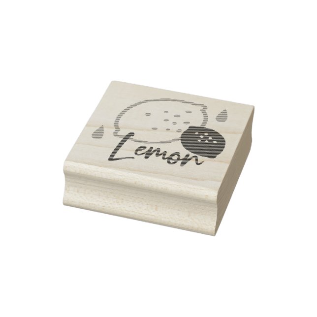 Minimalistisch Lemon Line Art - Moderne Zitrusfrüc Gummistempel (Stempel)