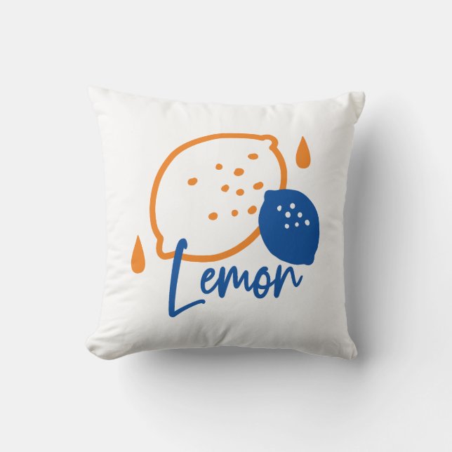 Minimalistisch Lemon Line Art - Moderne Zitrusfrüc Kissen (Vorderseite)