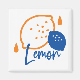 Minimalistisch Lemon Line Art - Moderne Zitrusfrüc Magnet