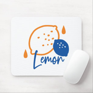 Minimalistisch Lemon Line Art - Moderne Zitrusfrüc Mousepad