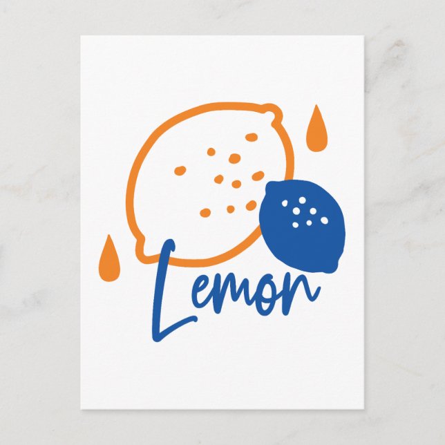 Minimalistisch Lemon Line Art - Moderne Zitrusfrüc Postkarte (Vorderseite)