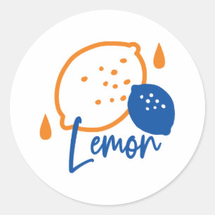 Minimalistisch Lemon Line Art - Moderne Zitrusfrüc Runder Aufkleber