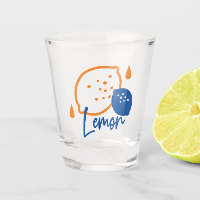 Minimalistisch Lemon Line Art - Moderne Zitrusfrüc Schnapsglas (Vorderseite)