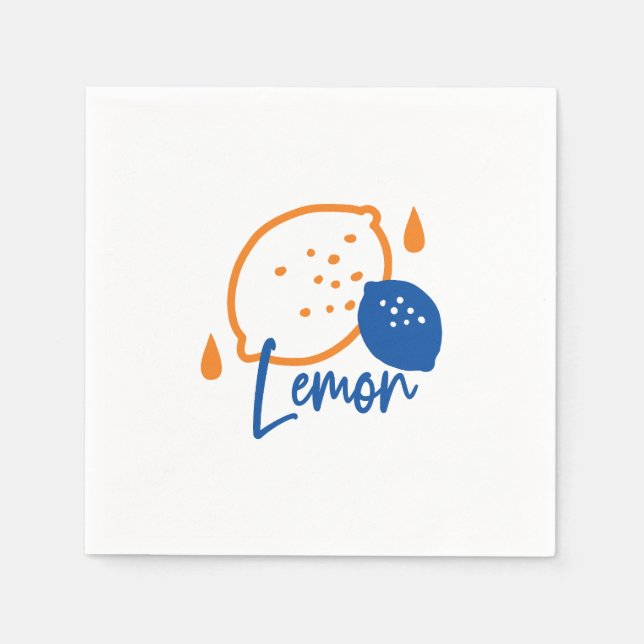 Minimalistisch Lemon Line Art - Moderne Zitrusfrüc Serviette (Vorderseite)