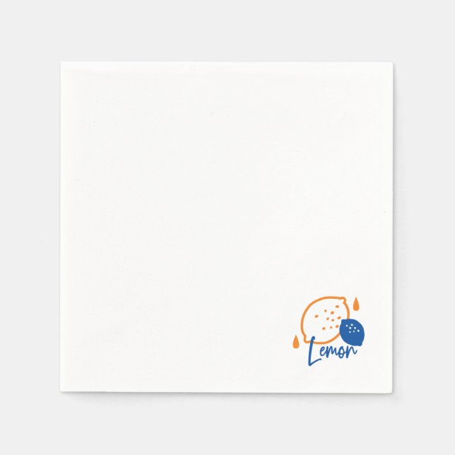 Minimalistisch Lemon Line Art - Moderne Zitrusfrüc Serviette (Vorderseite)