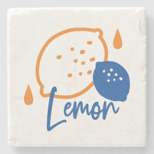 Minimalistisch Lemon Line Art - Moderne Zitrusfrüc Steinuntersetzer