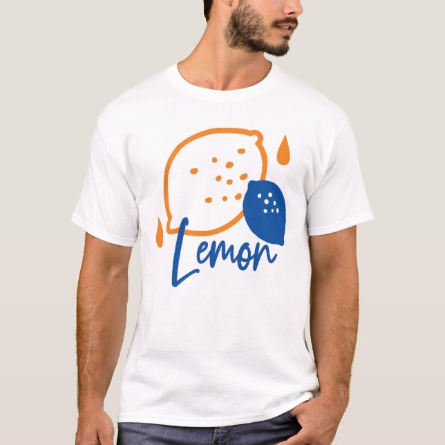 Minimalistisch Lemon Line Art - Moderne Zitrusfrüc T-Shirt (Vorderseite)