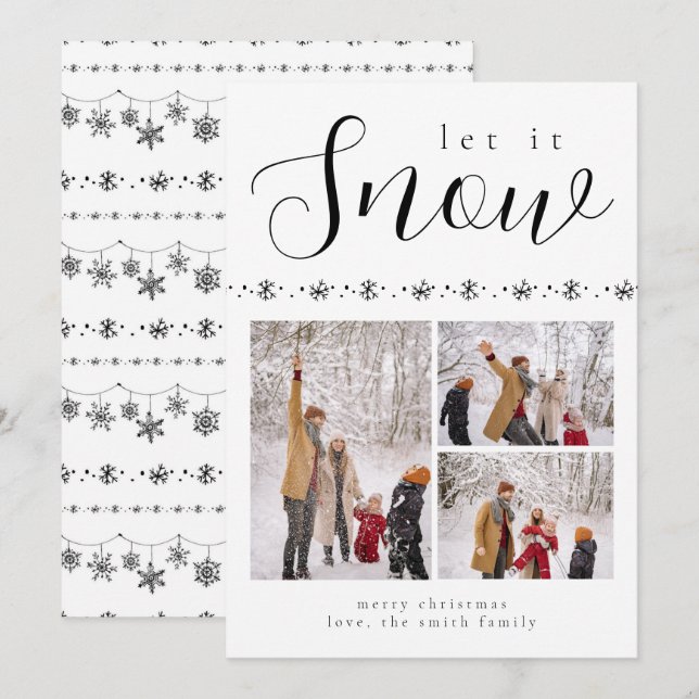 Minimalistisch Let it Snow Snowflake Weihnachten F (Vorne/Hinten)