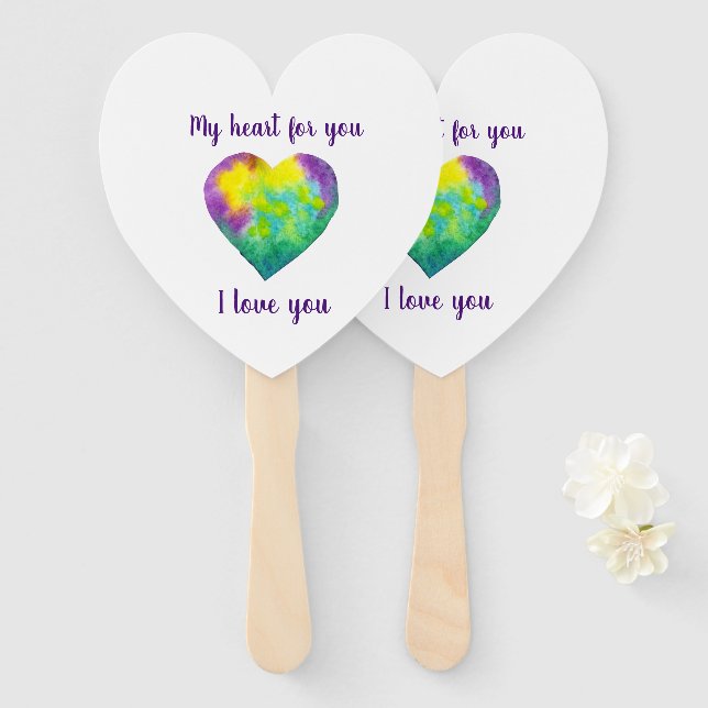Minimalistisch Liebe du Regenbogen Valentinstag Fächer (Vorne und Hinten)