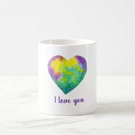 Minimalistisch Liebe ich dir Regenbogenfarben Herz Kaffeetasse