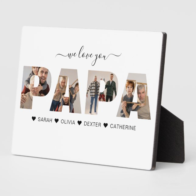 Minimalistisch Liebe Sie PAPA FotoCollage Fotoplatte (Seite)
