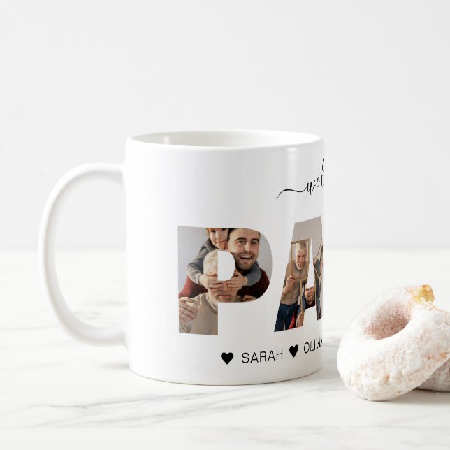 Minimalistisch Liebe Sie PAPA FotoCollage Kaffeetasse (Mit Donut)