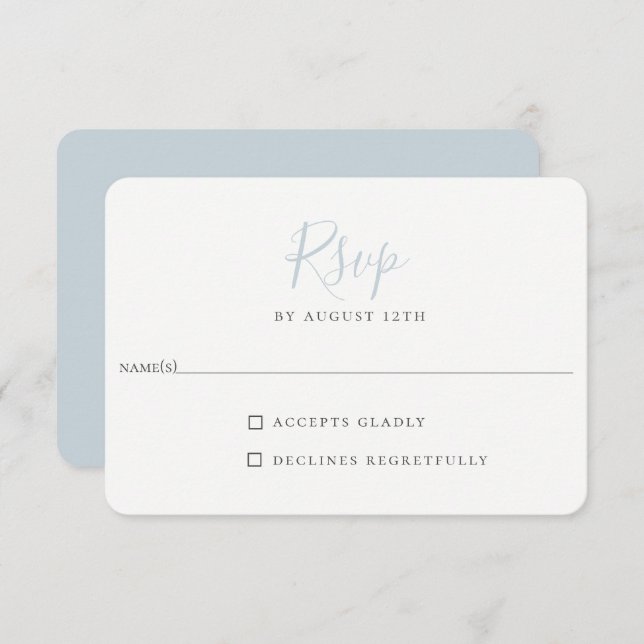 Minimalistisch Light Blue Wedding RSVP Card (Vorne/Hinten)